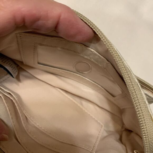 Liz Claiborne Wristlet w/leather trim. Zip around w/zipper pocket & snap closure - Picture 7 of 10